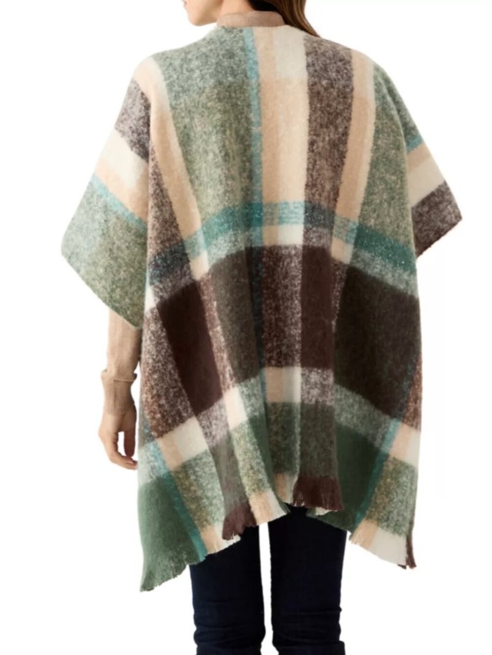 Vince Camuto Women's Plaid Topper with Fringe, 32" x 42" - Picture 2 of 10
